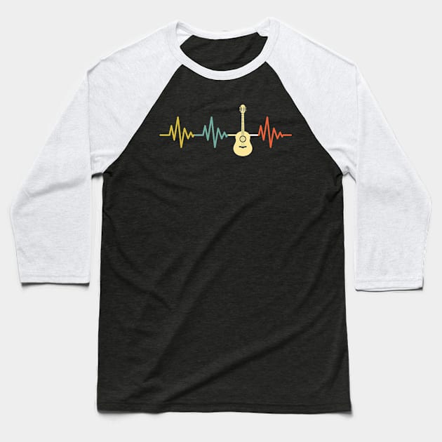 Acoustic Guitar Heartbeat Guitarists Guitar Musician Baseball T-Shirt by CoolDesignsDz